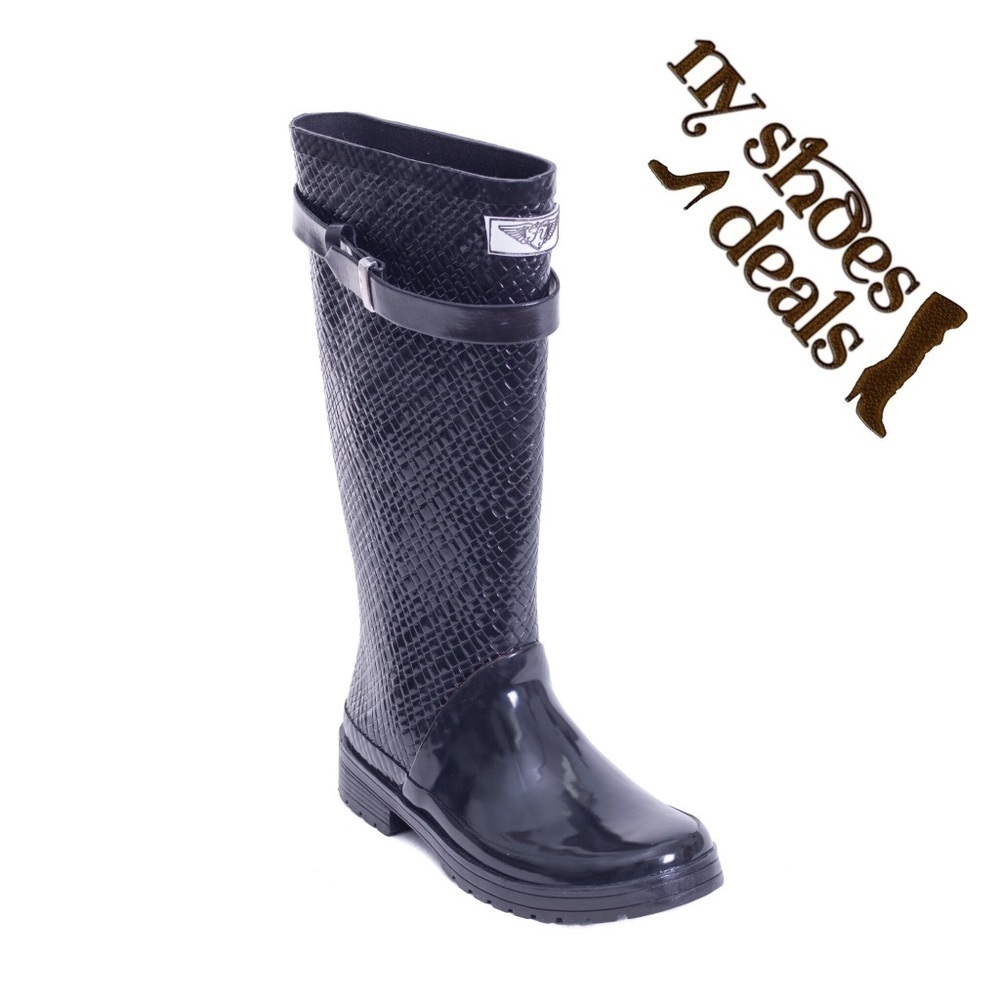 Women Rubber Rain Boots, Garden Rainboots, Black, NEW